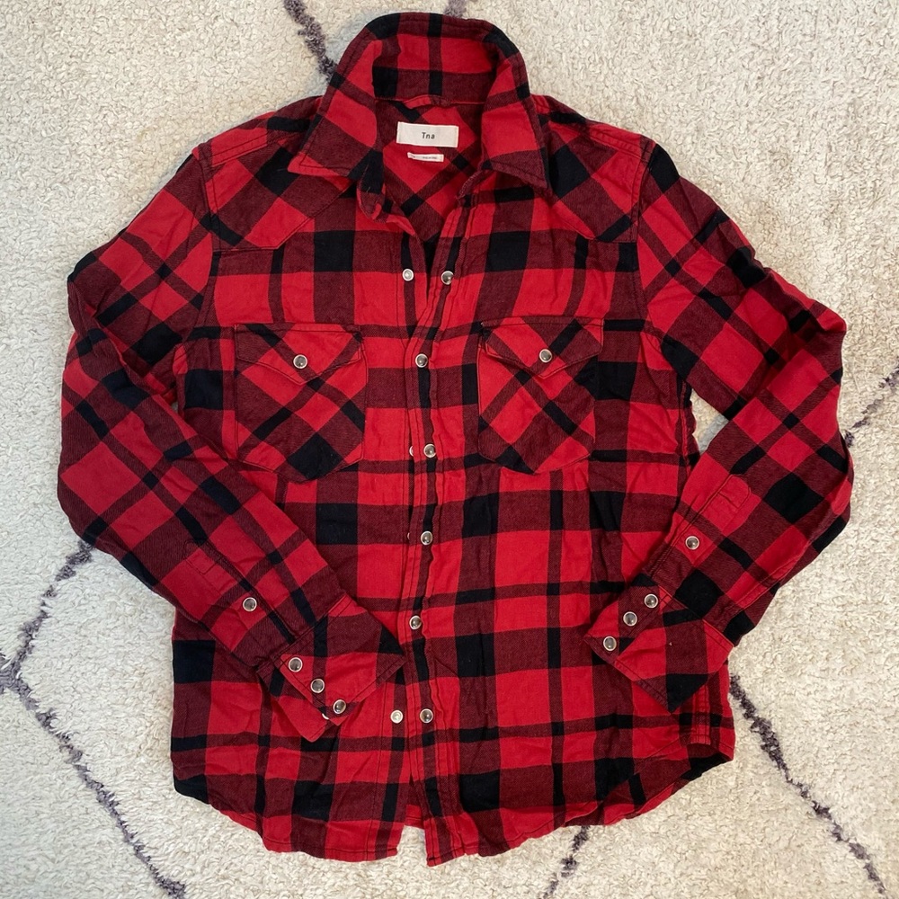 TNA Aritzia button down flannel size small
